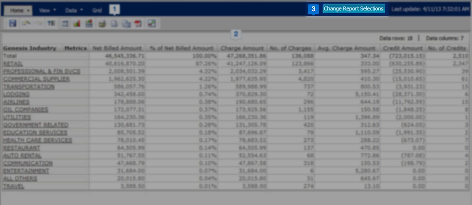 change report selection