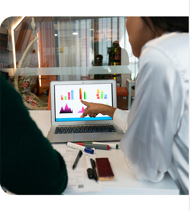 People looking at data on a screen