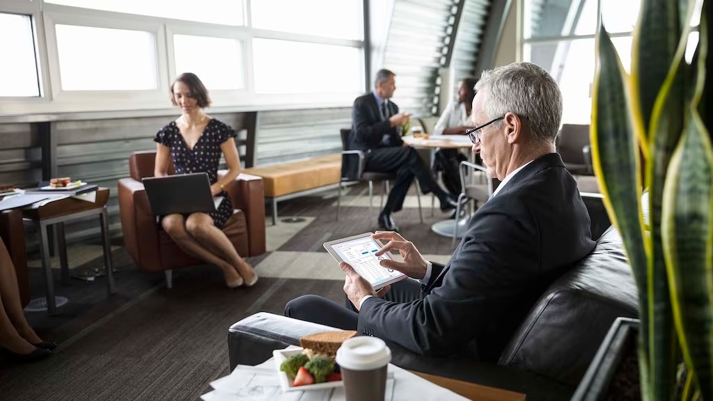 Woman looking at a tablet