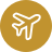 Airplane logo in gold color