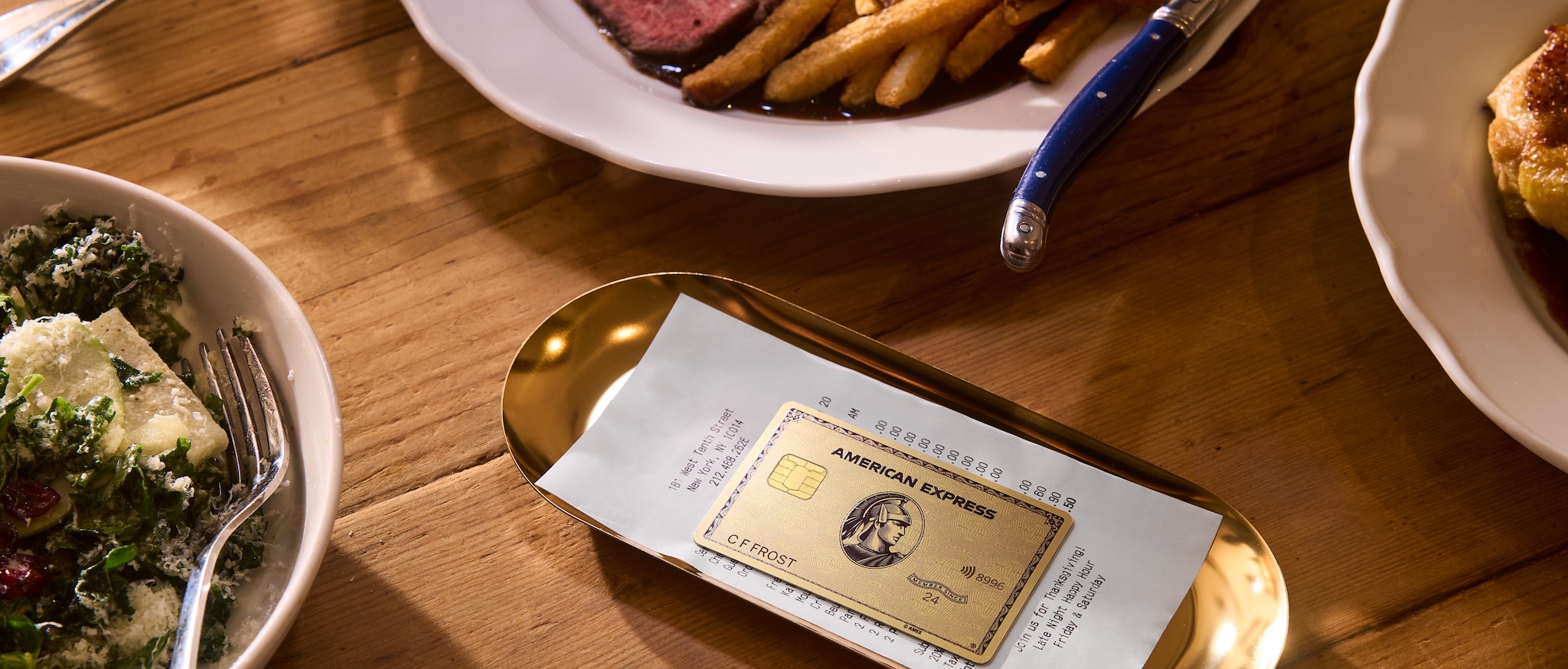 Credit card on a table at the restaurant