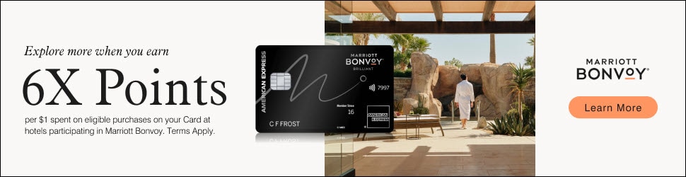 Marriott Bonvoy Brilliant American Express Card. Explore more when you earn 6X Points per $1 spent on eligible purchases. Click to learn more.