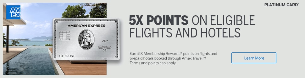 Earn 5X Membership Rewards® points on flights and prepaid hotels booked through Amex Travel™ Terms and points cap apply.