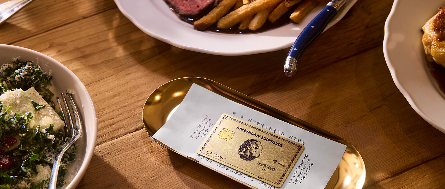 Credit card on a table at the restaurant