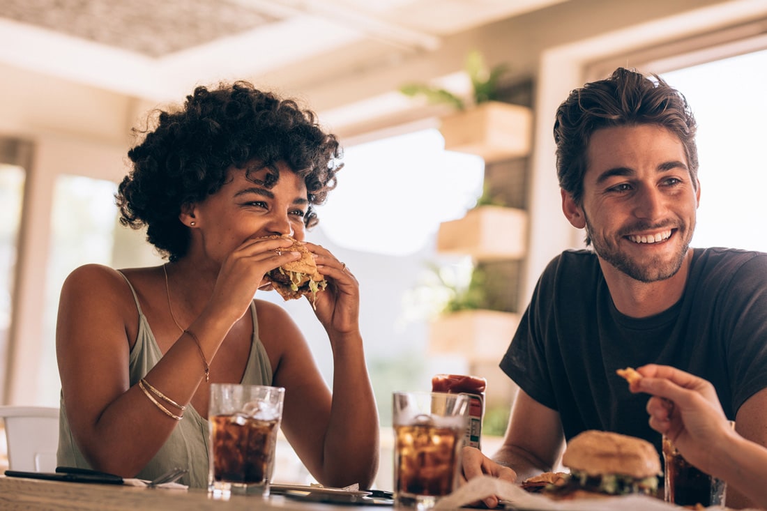 Couple dining out in a nice restaurant