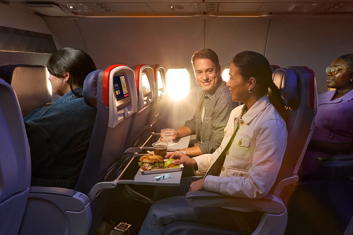 A Delta plane, or two travelers sitting next to each other on a Delta plane 