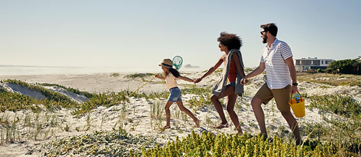 A family having fun at the beach