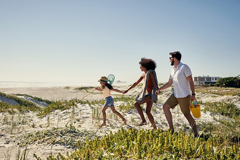 A family having fun at the beach