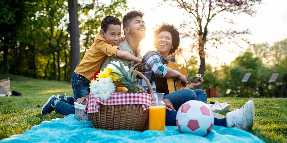 Family going on a picnic in the park.