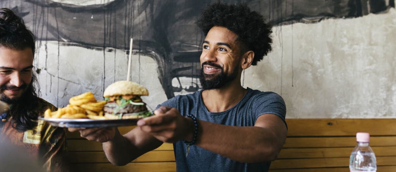 A person dining in a restaurant