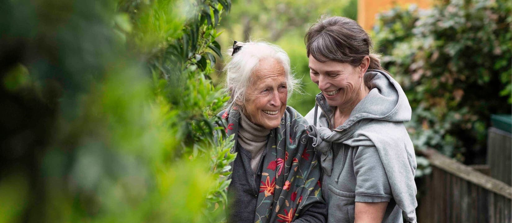 A woman enjoys an outdoors day with her mother