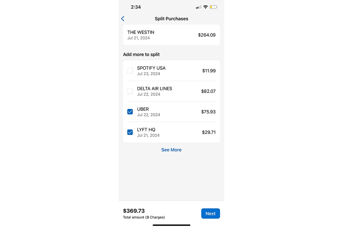 image of Send and Split Purchase History
