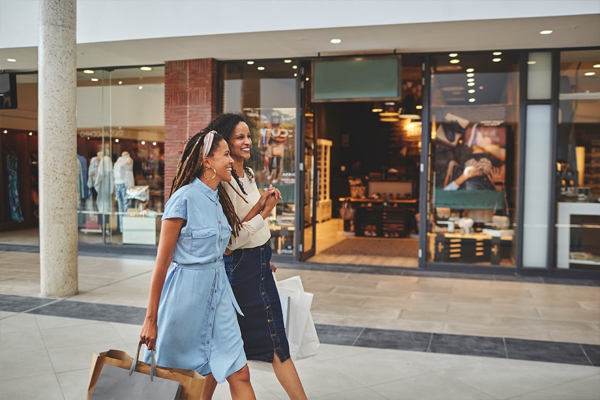A high-end shopping district or collection of shopping bags.
