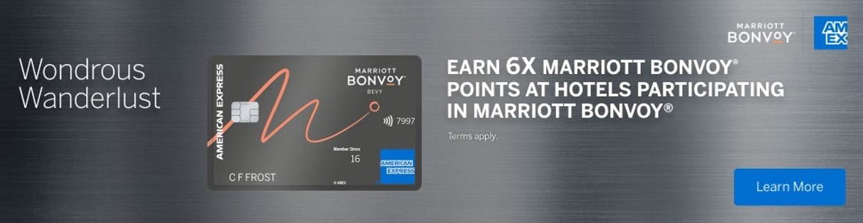 Wondrous Wanderlust. Earn 6x Marriott Bonvoy points at hotels participating in Marriott Bonvoy. Terms apply. Learn More