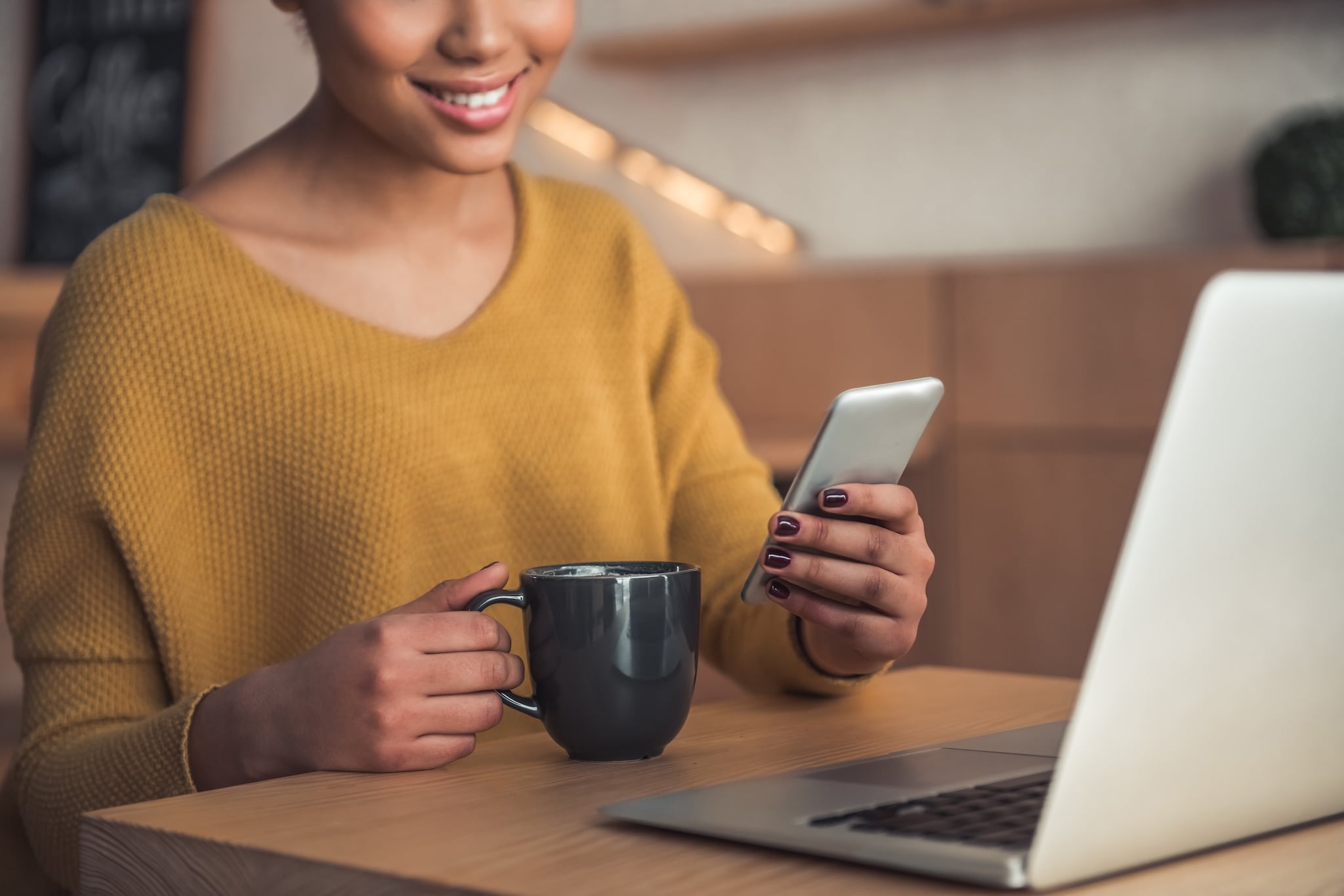 Woman looking at her mobile phone