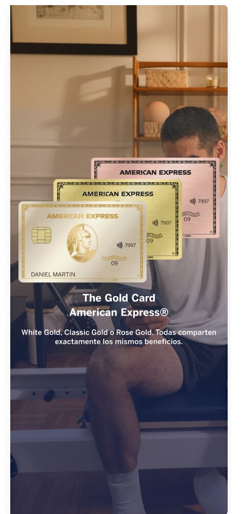 The Gold Card American Express en versiones White Gold, Classic Gold y Rose Gold, todas con los mismos beneficios