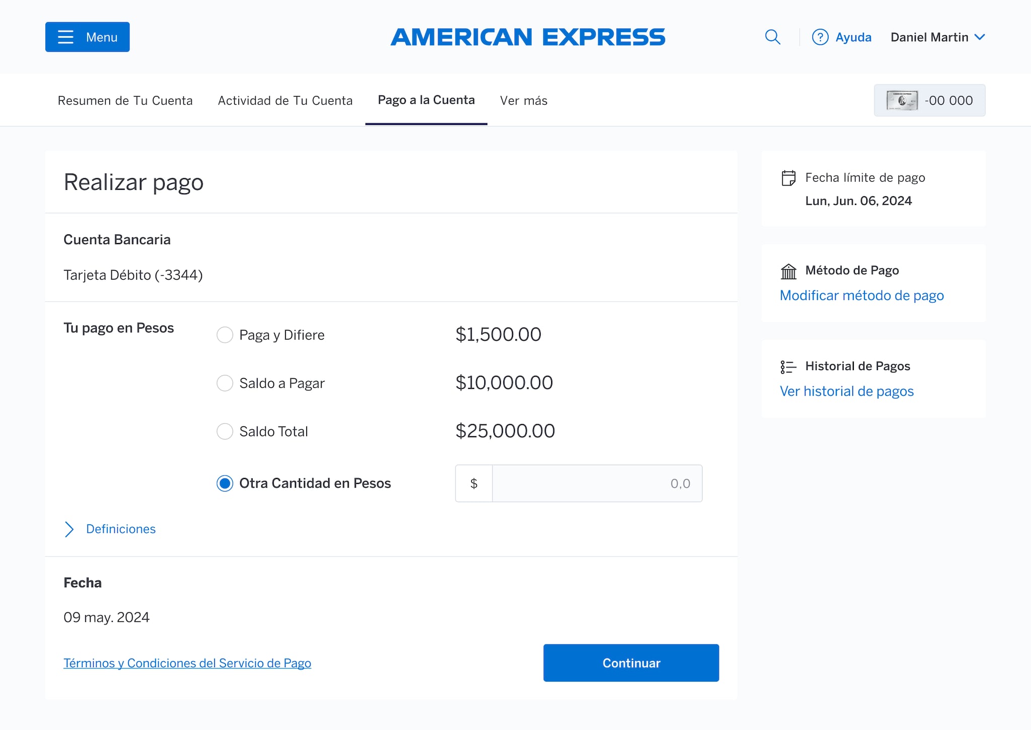 Pago Inicial para Diferir en Servicios en Línea