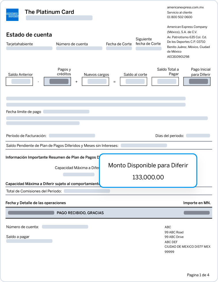 Estado de cuenta y Monto Disponible para Diferir