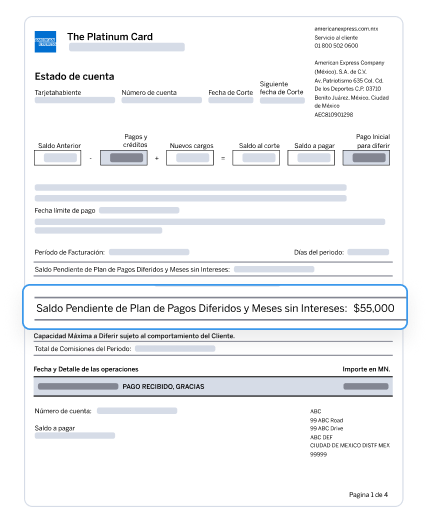 Estado de cuenta y Saldo pendiente de Plan de Pagos Diferidos