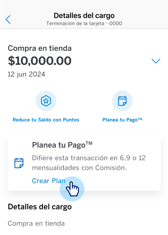 Pantalla de diferir compras en Amex App