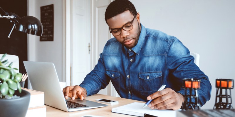 A man working on a laptop