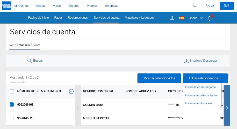 Screenshot of the "Edit Selected" dropdown