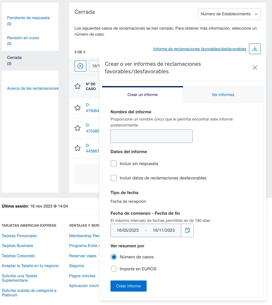 Screenshot of Win/Loss report