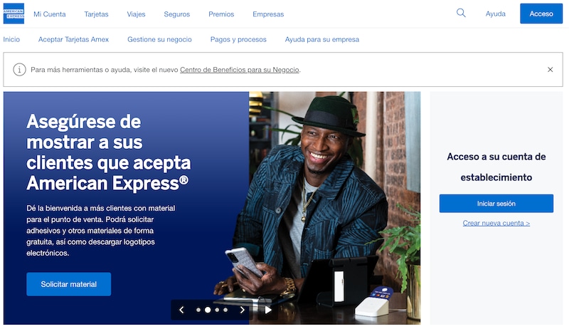 Screenshot of Merchant Homepage login button