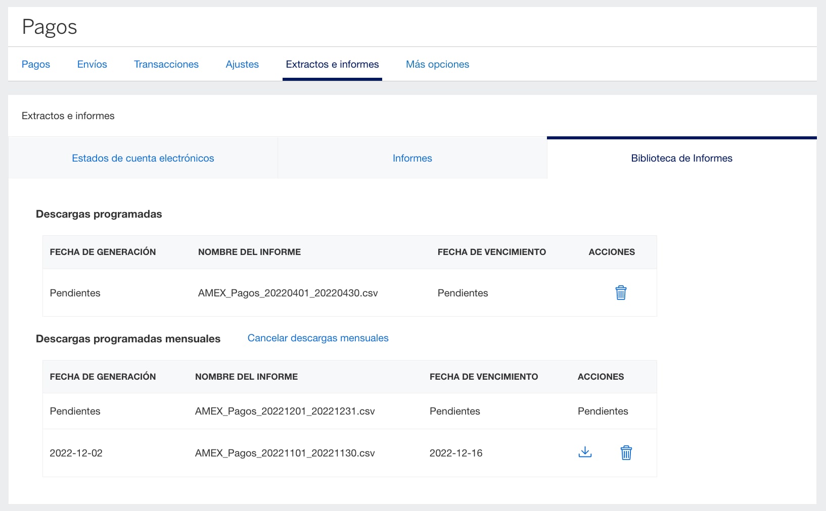 Screenshot of Report Library tab