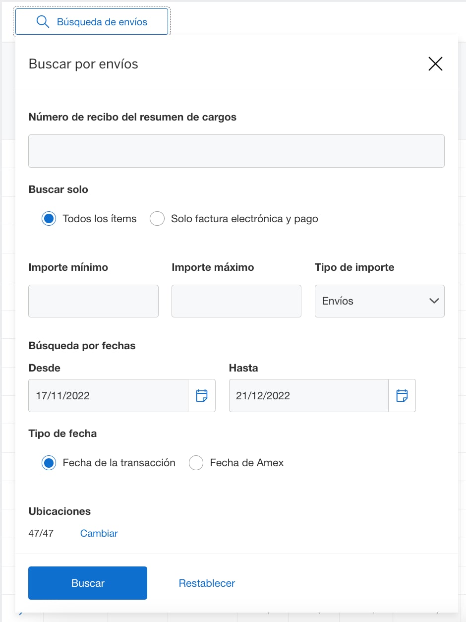 Screenshot of searching for submissions
