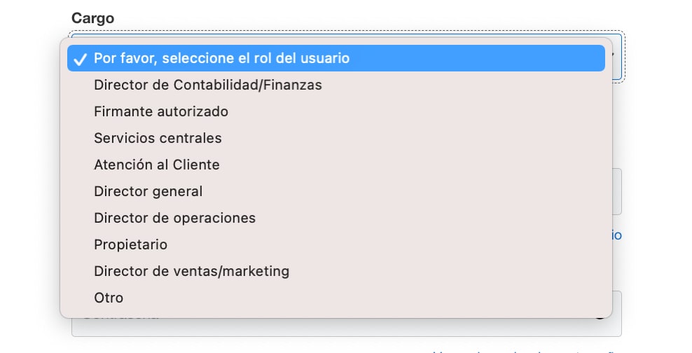 Screenshot of user roles