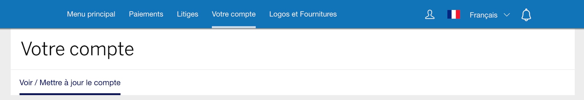 Screenshot of Account Services view
