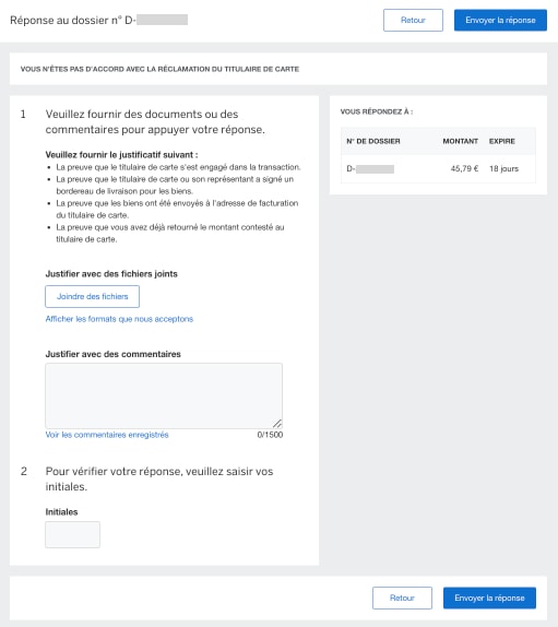 Screenshot of steps to respond to a particular case