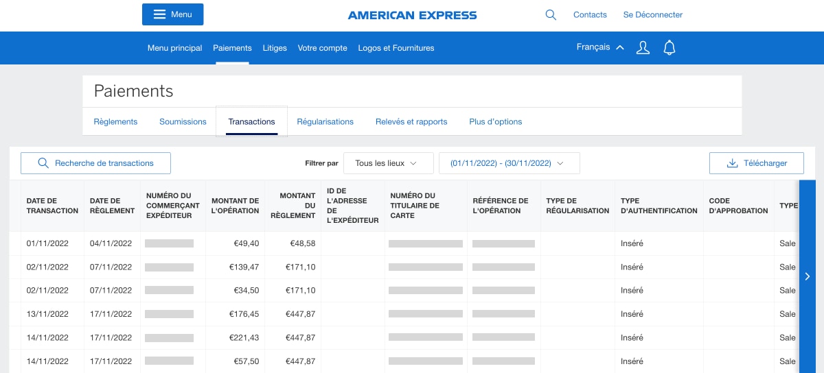 Screenshots of all transactions