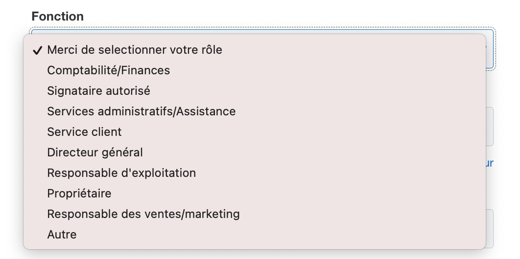 Screenshot of User Role options