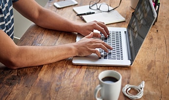 Woman working on a tablet