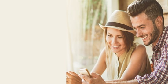 happy couple shopping