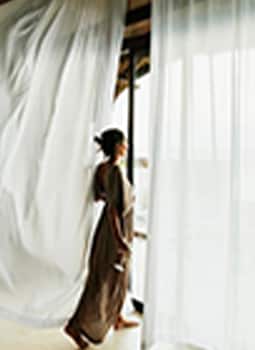 Gazing out of window