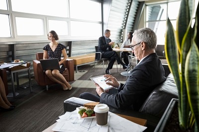 Business man sitting in business meet