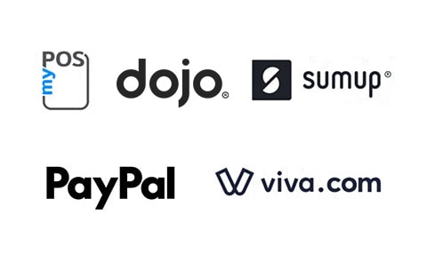 myPOS, 
sumup, 
PayPal, 
viva.com