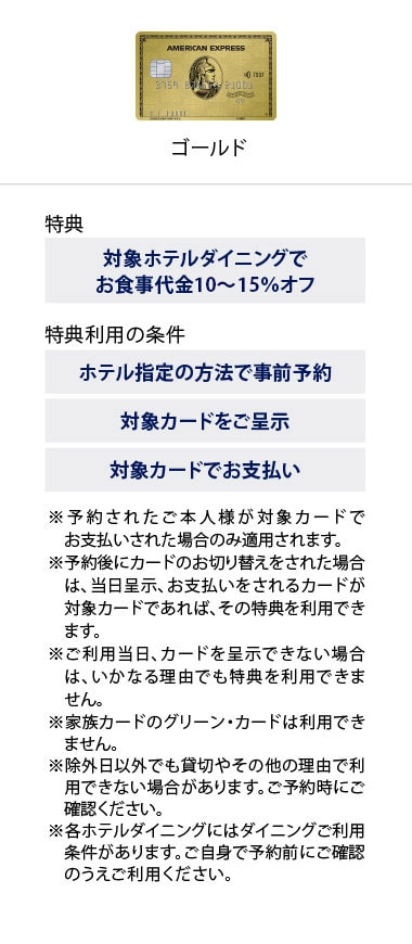 カード別の特典内容　ゴールド