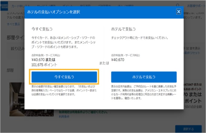 「今すぐ支払う」を選択