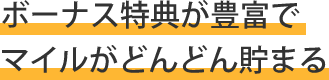 ボーナス特典が豊富でマイルがどんどん貯まる