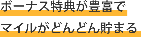 ボーナス特典が豊富でマイルがどんどん貯まる