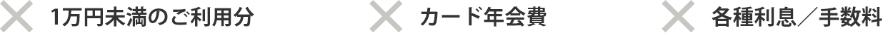 ×1万円未満のご利用分　×カード年会費　×各種利息／手数料
