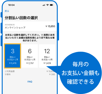 毎月のお支払い金額も確認できる