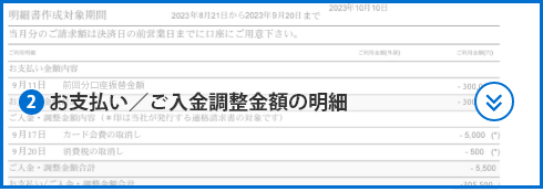 ②お⽀払い／ご⼊⾦調整⾦額の明細