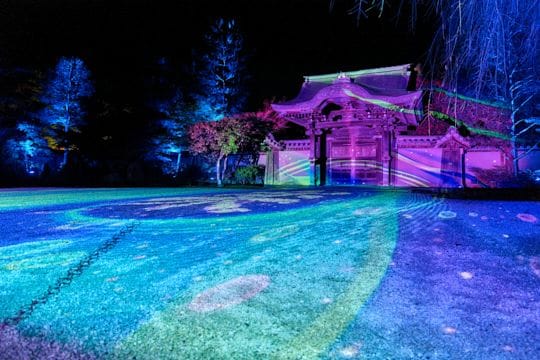 圧巻のプロジェクションマッピングや息をのむように美しい水鏡の美を楽しむ