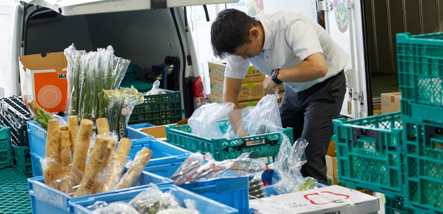 Man sifting through inventory