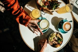 Seafood on plate in restaurant
